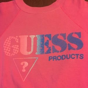 Vtg Guess Crewneck Sweatshirt Spellout Pink L